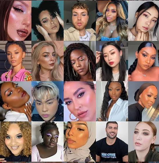 Grid of beauty creators photographed for brand campaigns